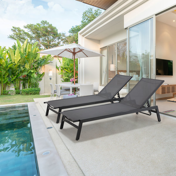 Latitude Run® Chaise longue d'extérieur 2 pièces, chaise longue de